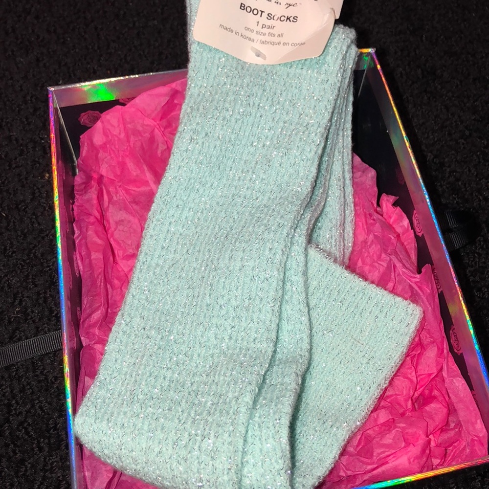AEROPOSTALE Sparkling Green Silvery Boot Socks